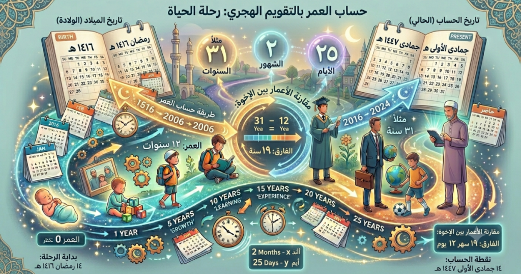 حساب فرق العمر بين شخصين 