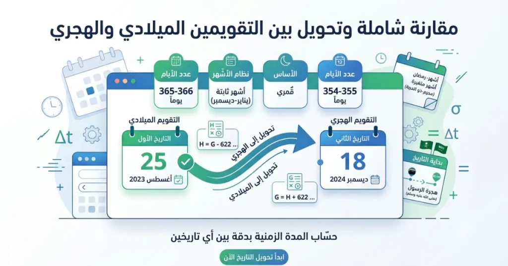 حساب المدة بين تاريخين