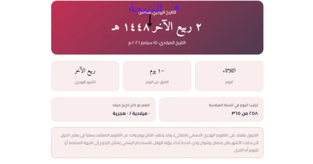 التاريخ الميلادي الى الهجري